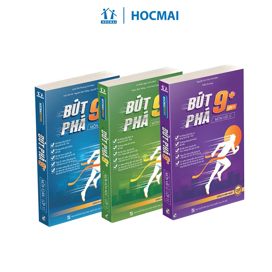 Combo 3 cuốn Bứt phá 9+ lớp 11 môn Toán, Lí, Hóa