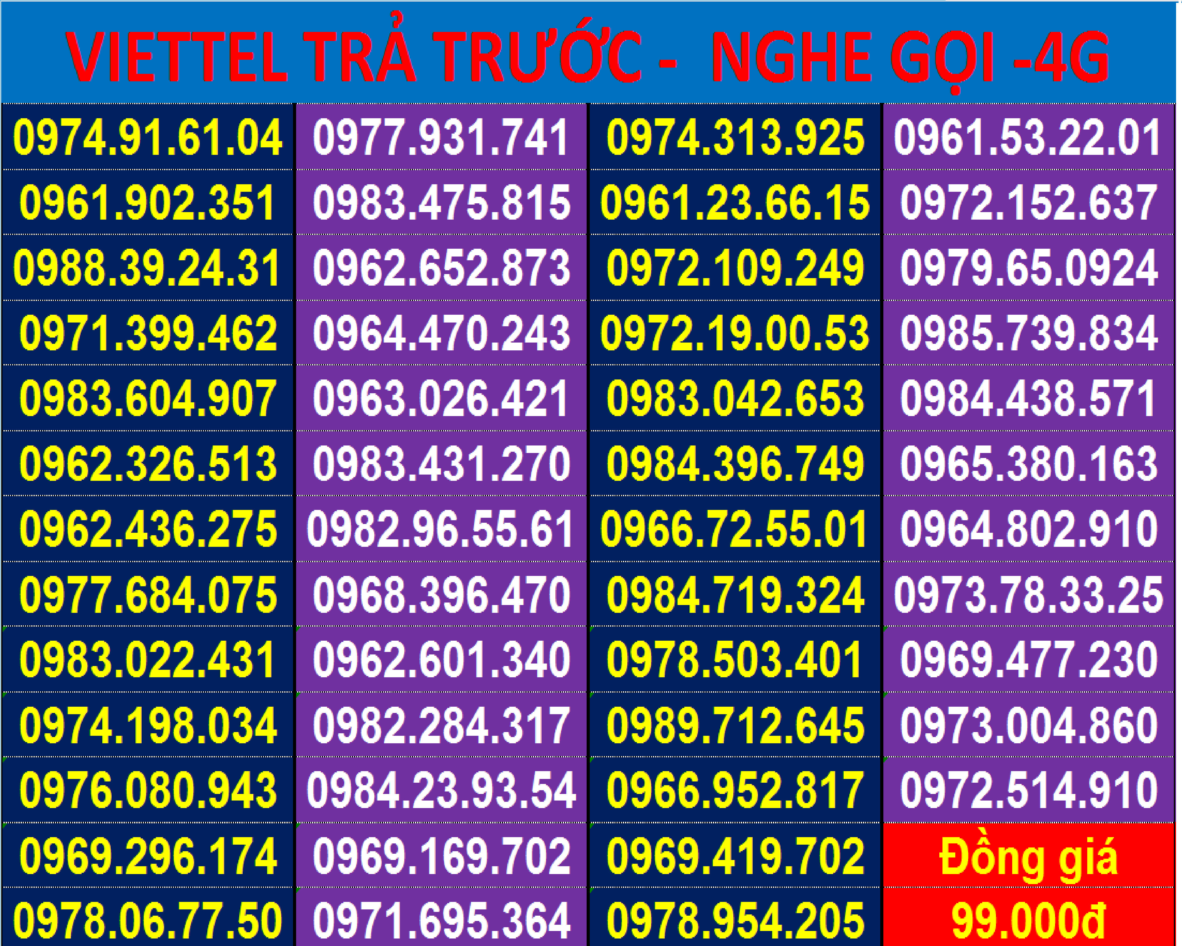 Sim Viettel 09 Trả Trước - Mới 100% - Chọn Số - Đồng Giá 99.000đ - Hàng Chính Hãng