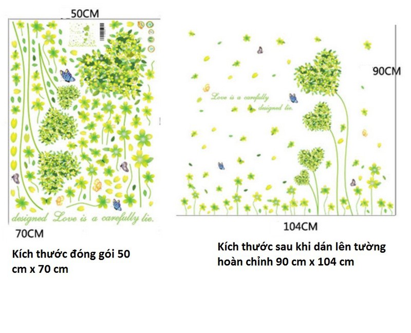 Decal dán tường combo cỏ xanh thiên nhiên tươi mát