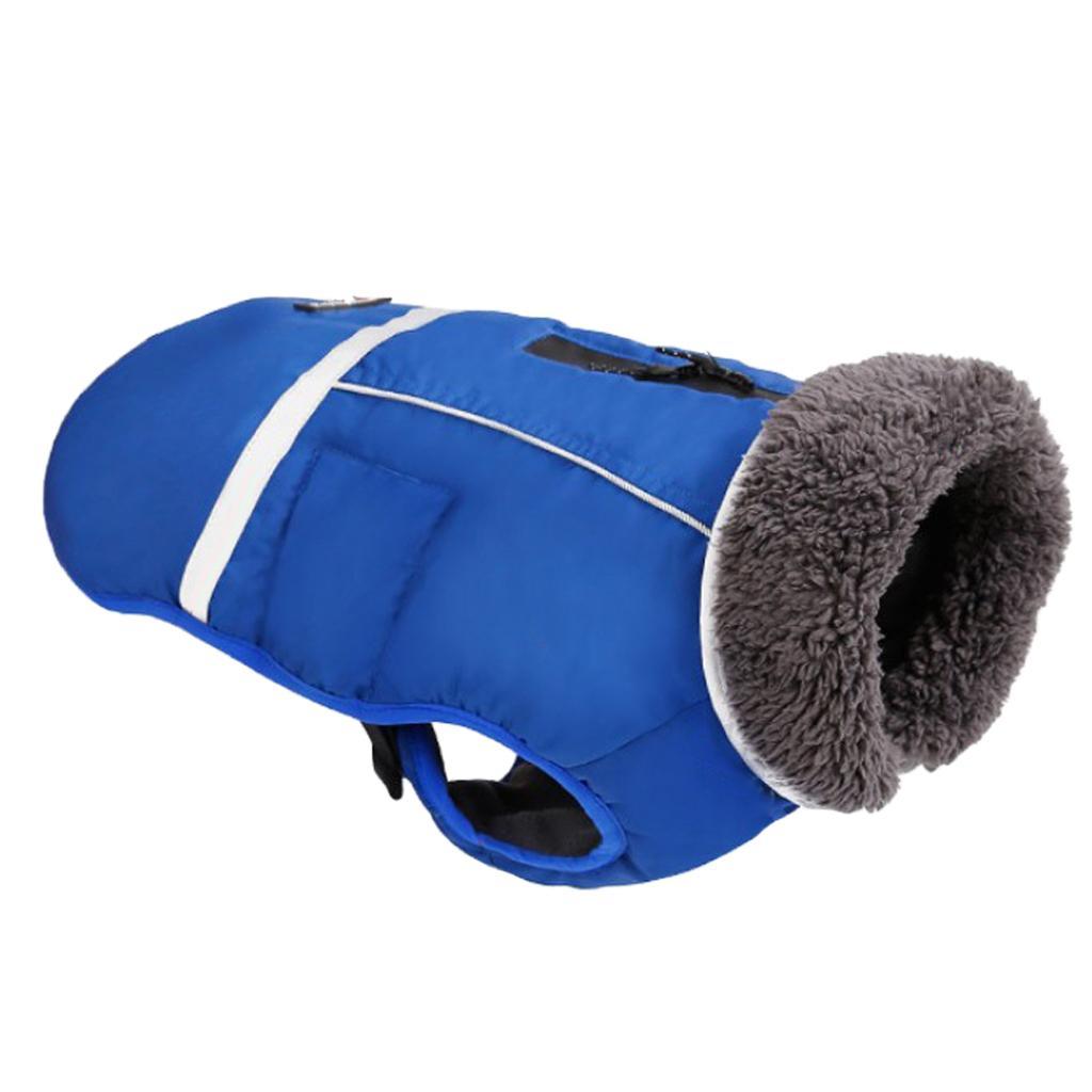 Waterproof Dog Coat Vest Warm Padded Reflective Puppy Clothes Blue M