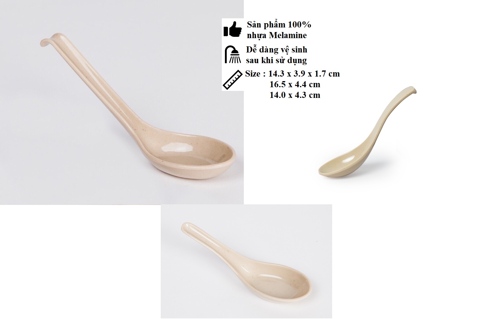 Muỗng cơm,canh,chè nhựa Melamine màu nâu kem nhiều Size