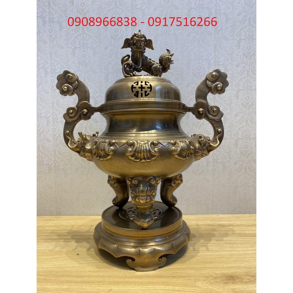 BỘ NGŨ SỰ HOA SÒI 50CM BẰNG ĐỒNG VÀNG LÀM MÀU HUN GIẢ CỔ NẶNG 22KG CHO BAN THỜ TỪ 1M2 ĐẾN 1M8