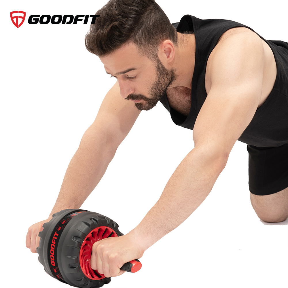 Con lăn tập bụng, con lăn tập cơ bụng trợ lực lò xo GoodFit chịu tải 200kg, hỗ trợ tập gym, tập thể dục tại nhà Goodfit GF600AB