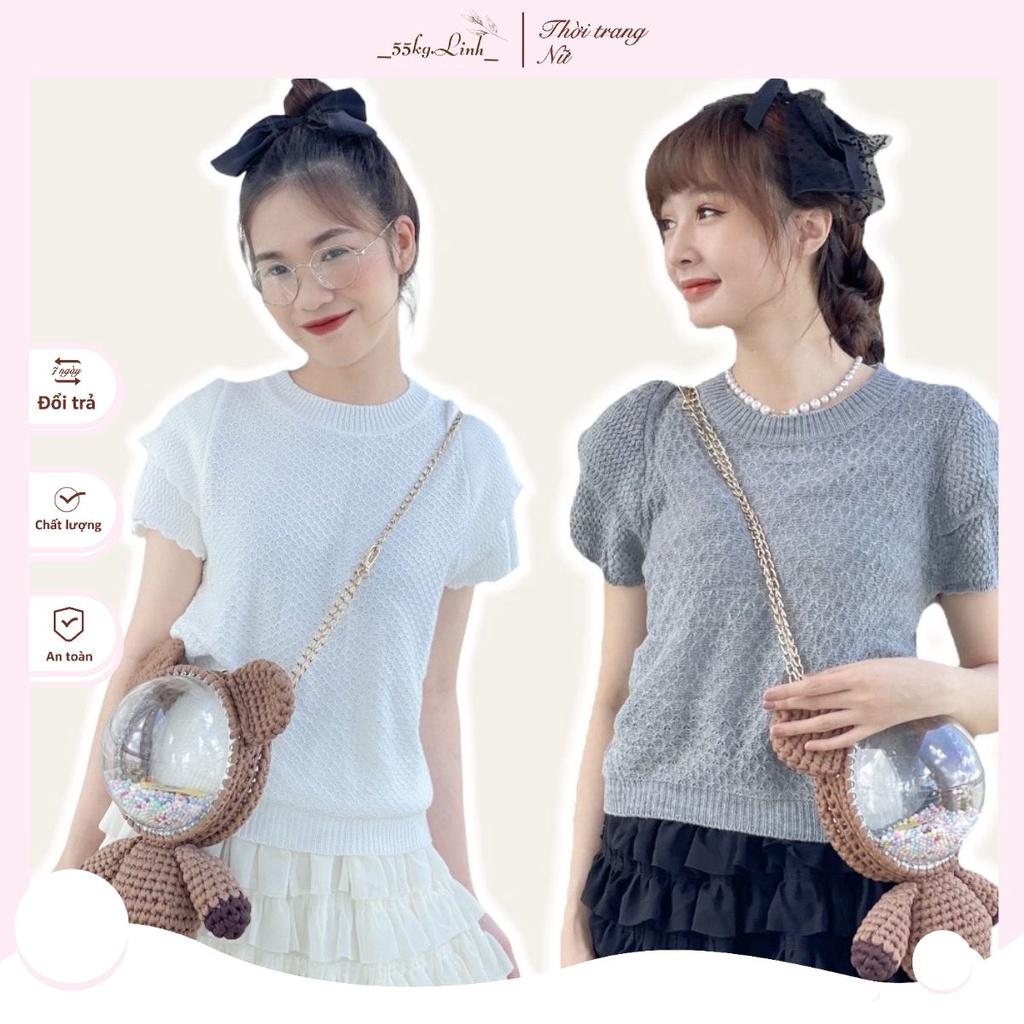 Áo len cổ tròn, tay áo cách điệu - Áo len freesize