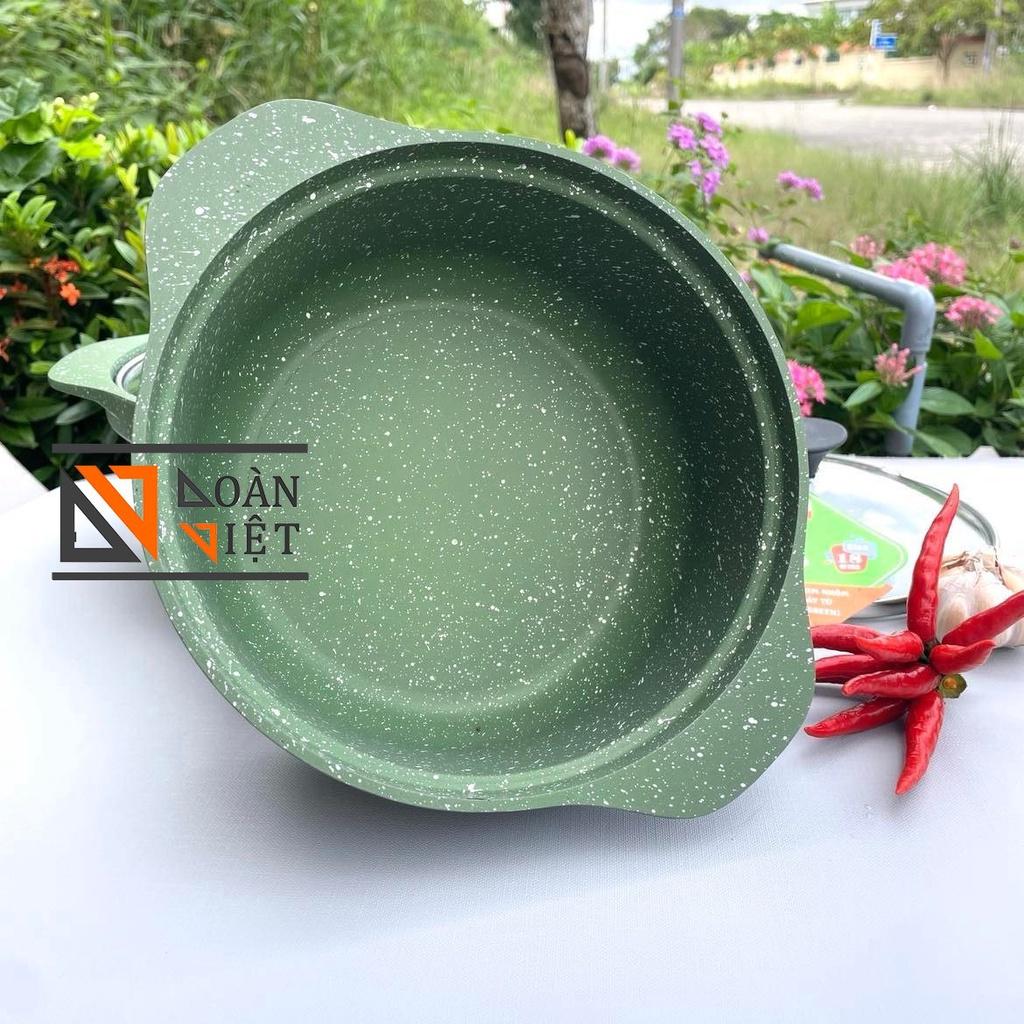 Nồi đúc Classic vân đá CHỐNG DÍNH , NẮP KÍNH , Sử dụng được BẾP TỪ size 18, 20 cm. Dùng nấu lẩu, cơm trộn, mì cay Hàn Qu