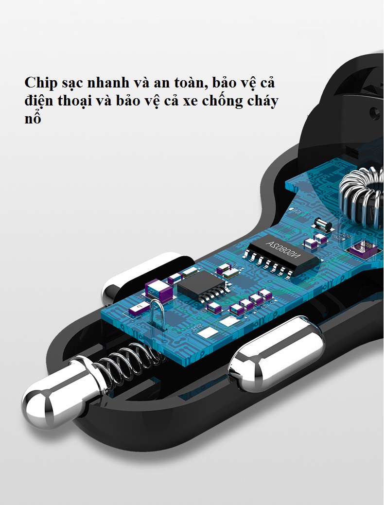 Tẩu cắm sạc điện thoại trên ô tô Quick Charge 3.0 ( Sạc nhanh ) - Hàng nhập khẩu