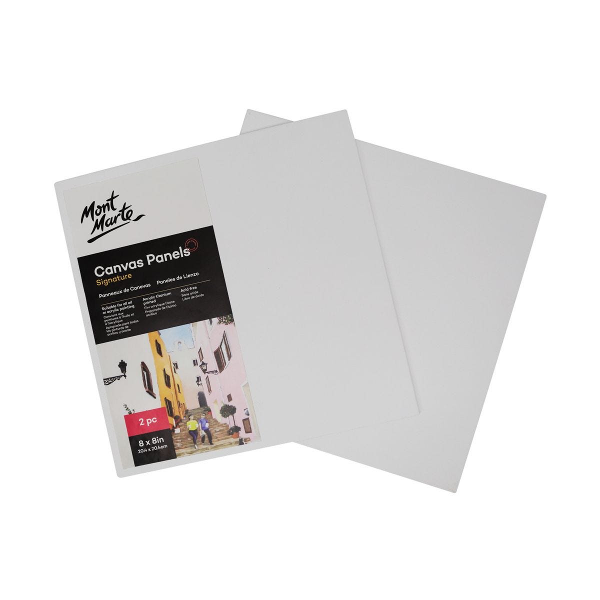 Bộ 2 Tấm Canvas Panel hiệu Mont Marte Dùng Để Vẽ Màu Acrylic 20.4x20.4cm - Canvas Panels Signature 2pc 20.4 x 20.4cm