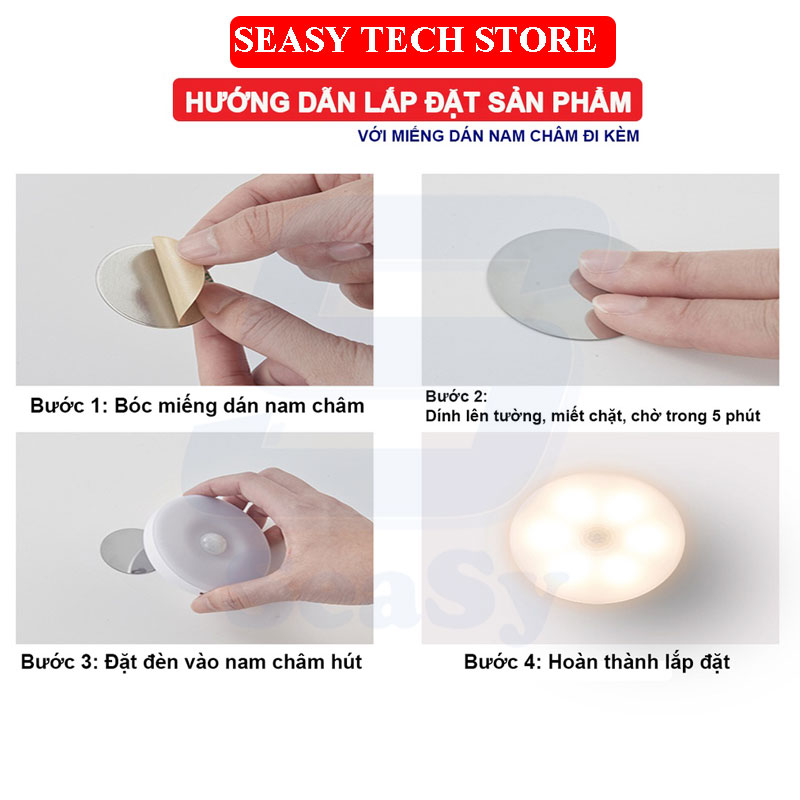 Đèn Cảm Ứng Thông Minh, Cảm Biến Chuyển Động SEASY SS30, Có Công Tắc 3 Chế Độ, Tự Động Bật/Tắt Ban Đêm, Tiết Kiệm Năng Lượng, Ánh Sáng Bảo Vệ Mắt, Sạc Bằng USB Tiện Lợi, Dán Cầu Thang, Phòng Ngủ, Nhà Vệ Sinh, Tủ Đồ – Hàng Chính Hãng