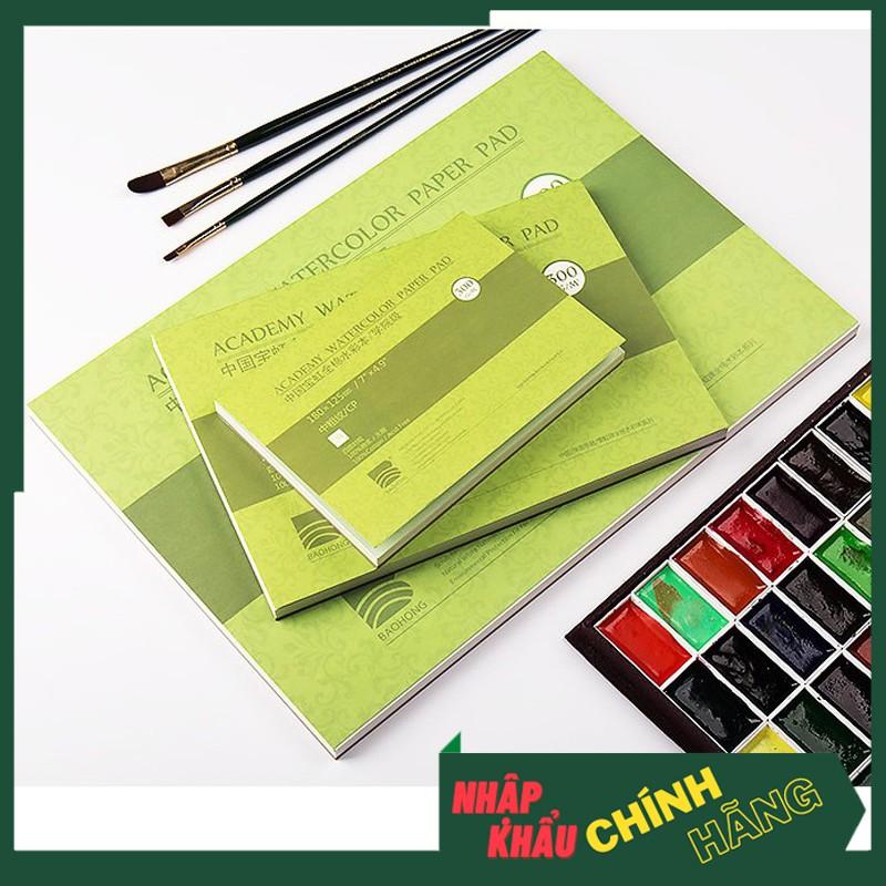 Tập giấy vẽ màu nước Baohong 300gsm - Quyển 20 tờ - sổ vẽ màu nước loang màu cực tốt, phù hợp cho cả vẽ Acrylic, màu bột