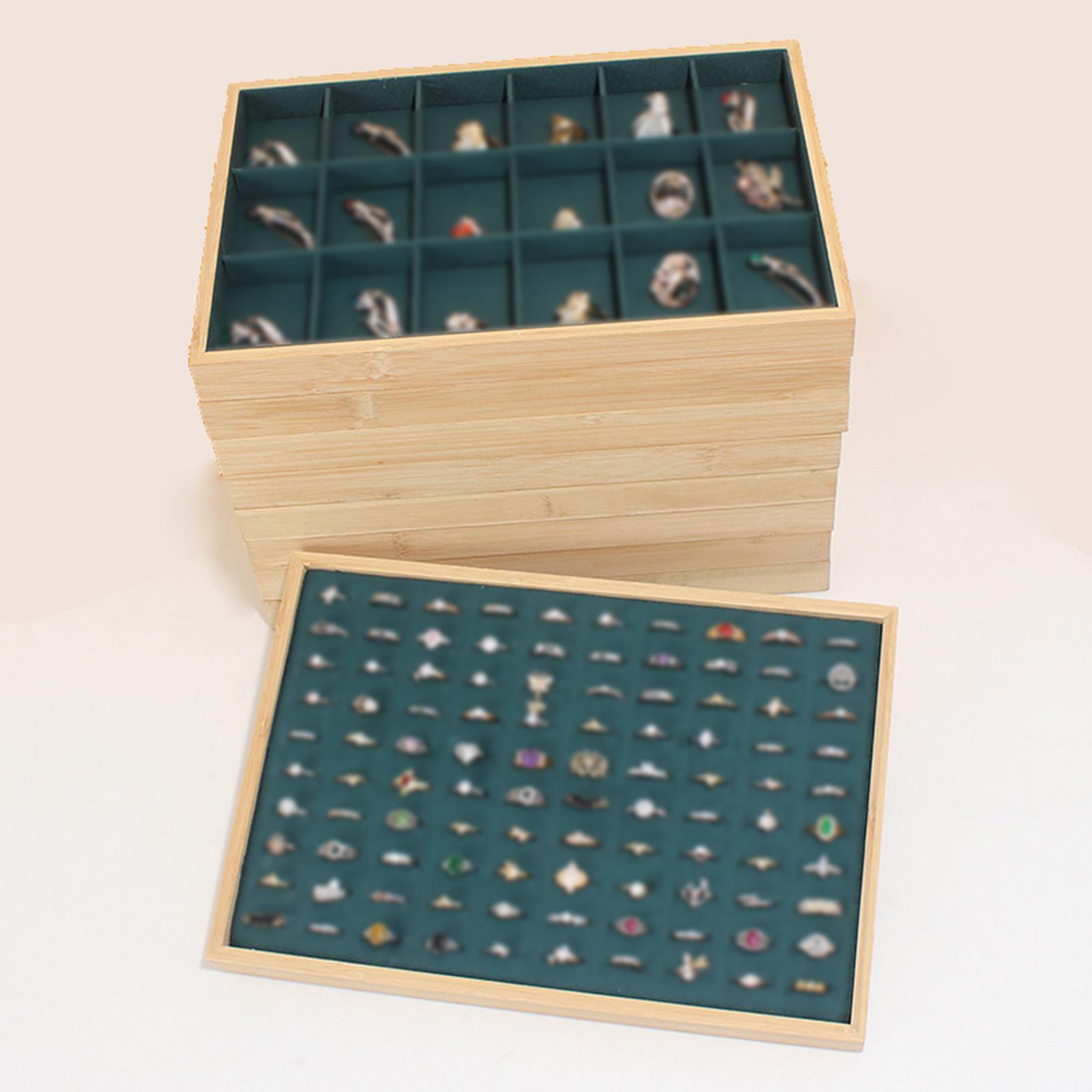 Stackable Jewelry Storage Tray Flannel Wrapped for Bracelet Drawers Closet