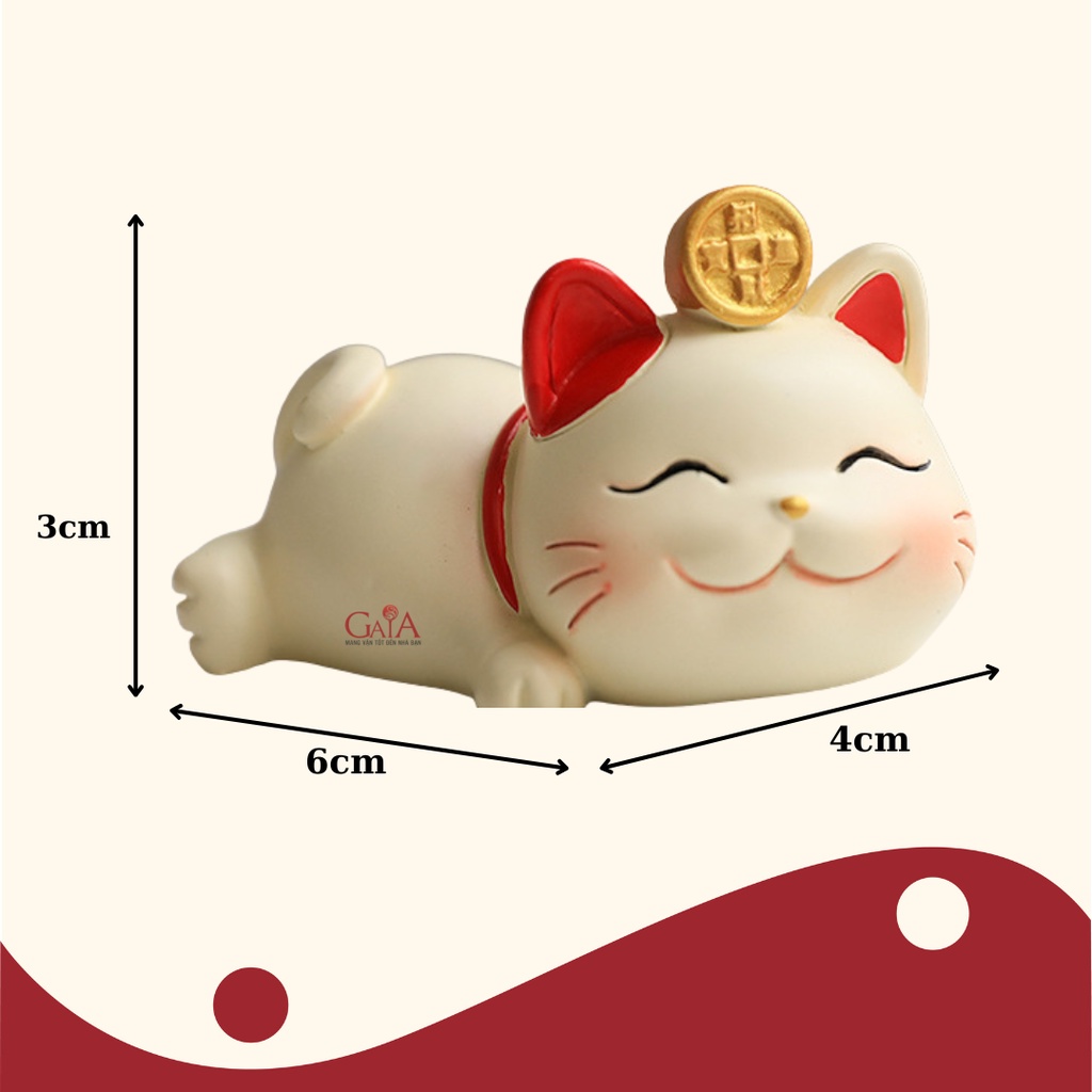 Mèo thần tài trong túi cầm gậy để bàn trang trí nhà cửa