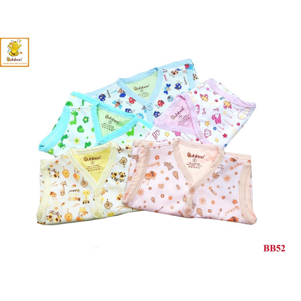 Sơ sinh -Áo ghi lê in nhiều hình cotton 2 lớp BABIBOO - BB52