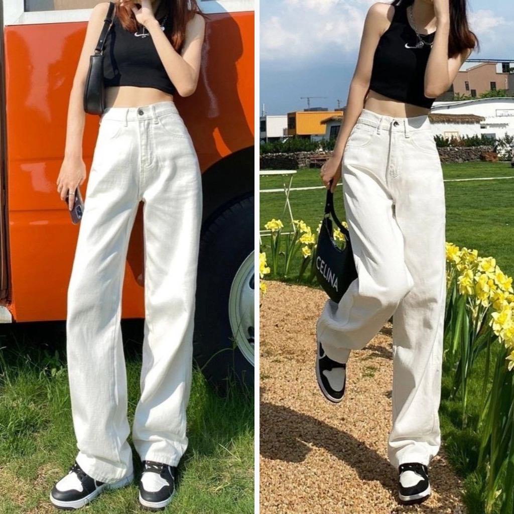 Quần Baggy Kaki Nữ Dáng Dài Ống Suông Rộng Ulzzang Hai Màu Trắng Đen, Labibi