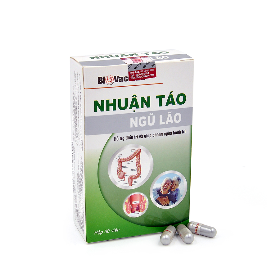 Thực phẩm chức năng Biovaccine Nhuận táo ngũ lão (hộp 30 viên) - hỗ trợ điều trị và phòng ngừa trĩ, táo bón