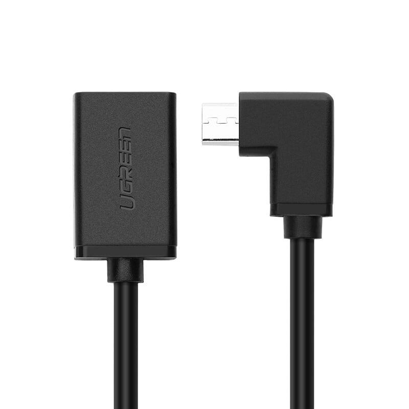 Ugreen UG10379US119TK 15CM màu Đen Cáp chuyển đổi MICRO USB sang USB âm hỗ trợ OTG đầu vuông góc 90 độ - HÀNG CHÍNH HÃNG