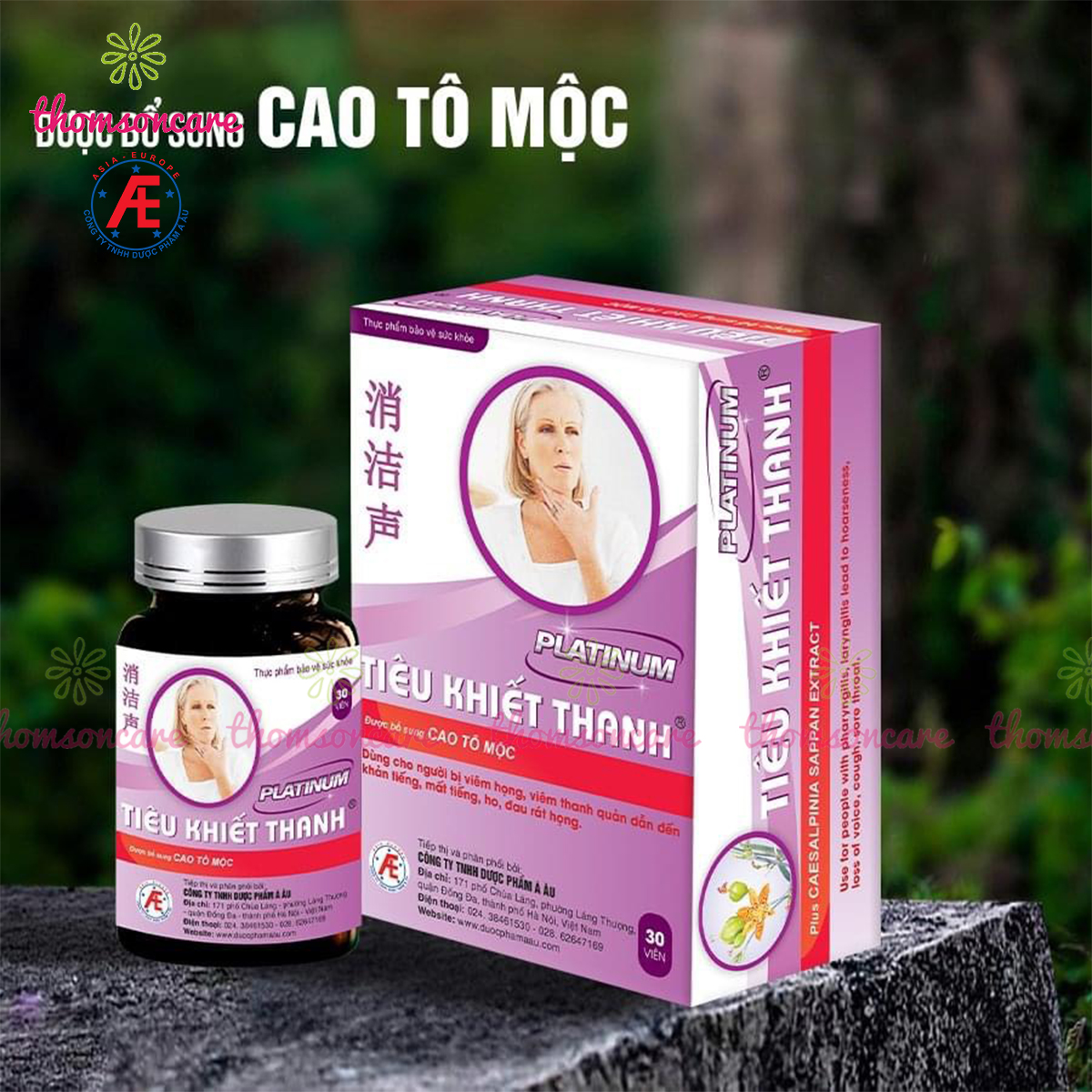 Tiêu khiết thanh Platinum - Lọ 30v mẫu mới - Hàm lượng cao hơn, hiệu quả nhanh hơn - Giảm khản tiếng, mất giọng, đau rát họng