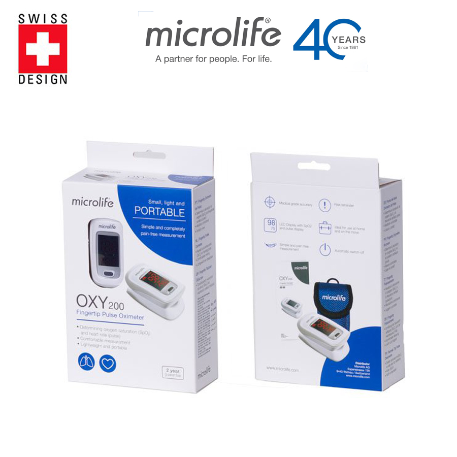 Máy đo nồng độ oxy trong máu và nhịp tim MICROLIFE SPO2 OXY200 | Chính hãng Thụy Sỹ