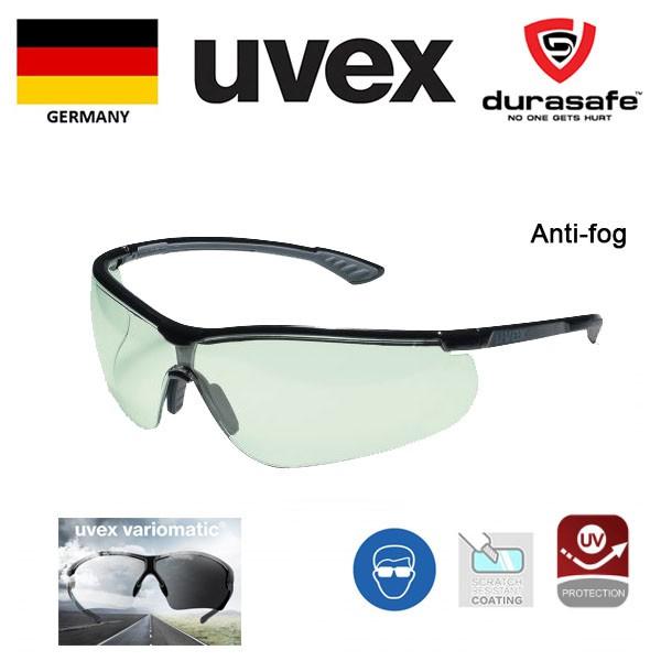 Kính UVEX 9193880 sportstyle variomatic black/anthracite, light green (có thể đổi màu khi gặp nắng) chống sương kèm hộp