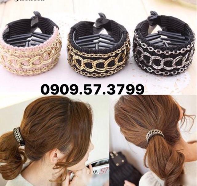 Kẹp tóc tròn viền hoa văn