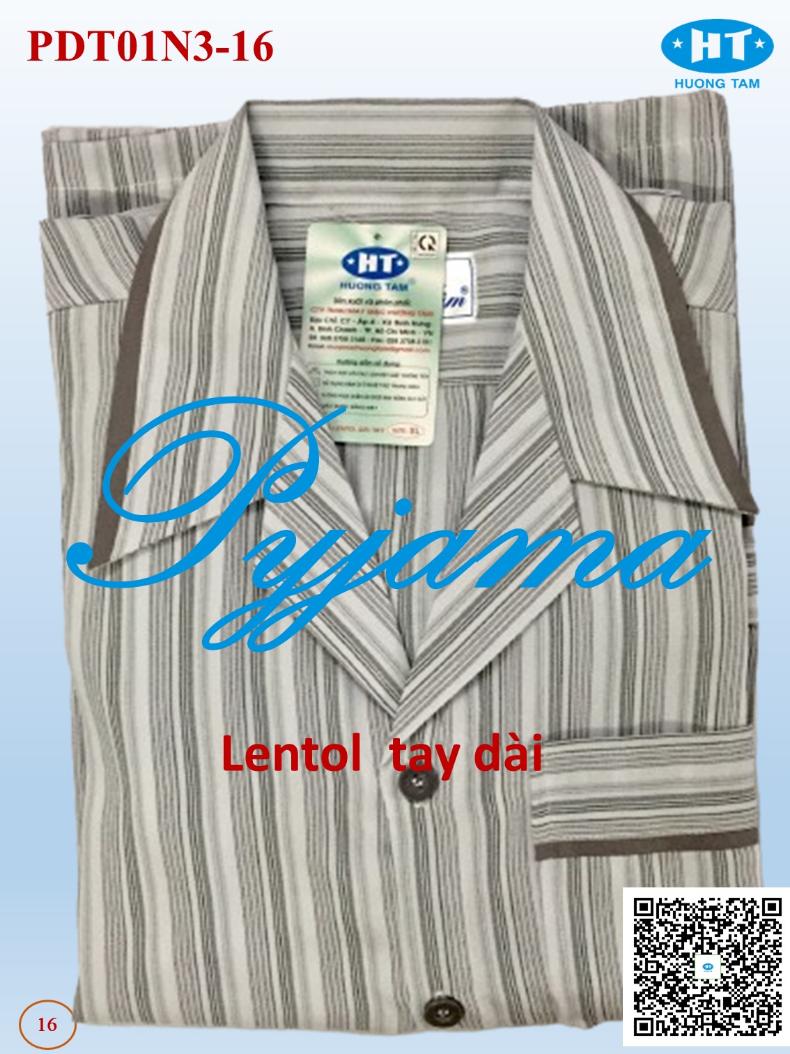 Bộ Pyjama HUONGTAM Lentol tay dài  nam cao cấp(PDT01N6). Chất liệu vải Lentol loại tốt:  mềm mại, thoáng mát, không phai màu