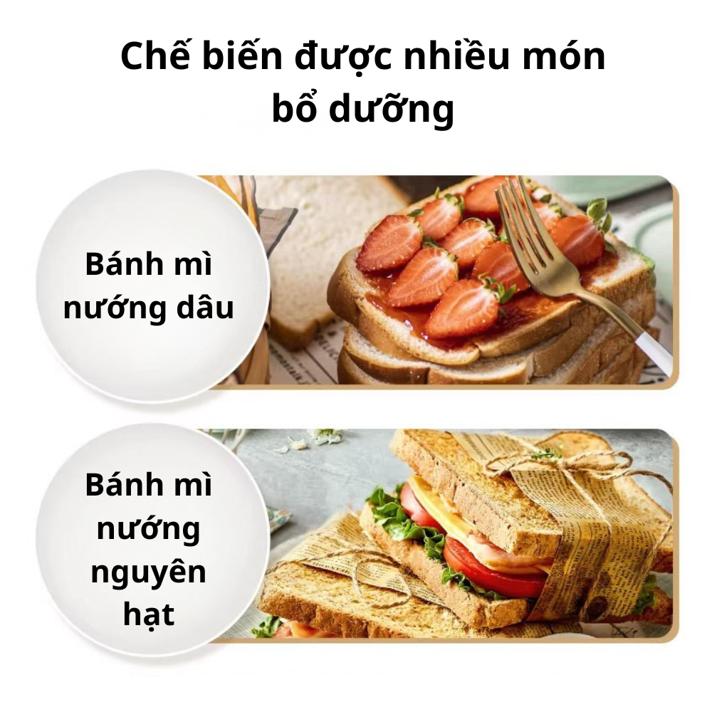 Máy nướng bánh mì tự nảy bánh công suất cao 750W Lumabella LB-58068, nướng bánh sandwich ăn sáng tiện dụng - DELIYA HÀNG CHÍNH HÃNG