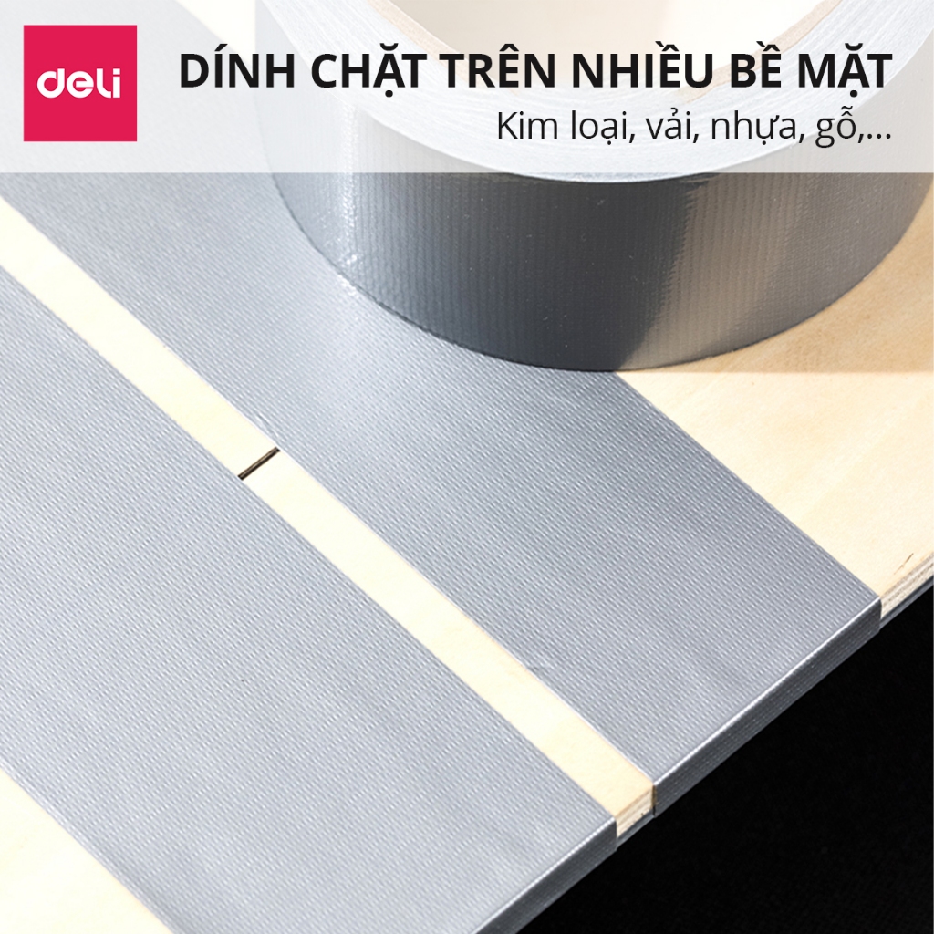 Băng keo vải đa năng Siêu dính Siêu dai 60mm*20m Deli - Băng dính vải cách điện chuyên dụng chịu nhiệt chống thấm