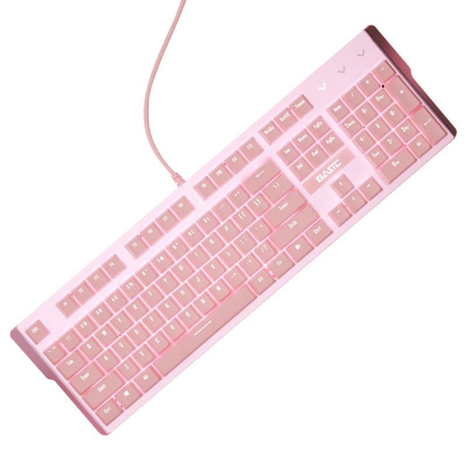 Mechanical Gaming Keyboard RGB LED White Backlit Wired Keyboard with Red Switches for Windows Gaming PC
