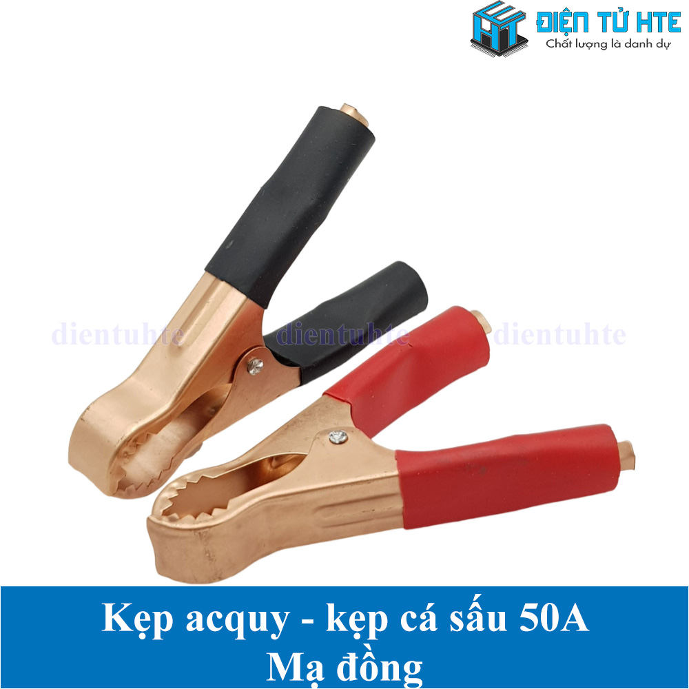 Bộ 2 cái Kẹp cá sấu - Kẹp ắc quy 50A 80mm Mạ đồng