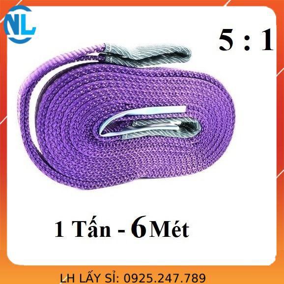Dây cáp vải cẩu hàng 1 Tấn - bản 25mm - Hệ số 5:1 - 6 Mét