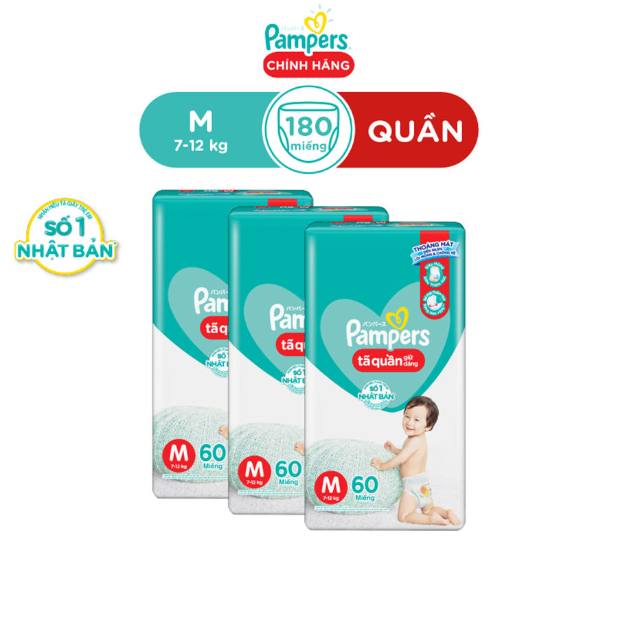 Combo 3 Tã Quần Pampers Giữ Dáng Mới Gói Đại M60/L54/XXL44/XL48/XL62