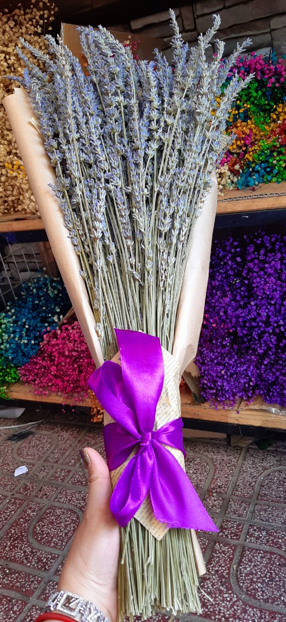 Bó hoa khô hoa lavender 130g tặng kèm túi thơm