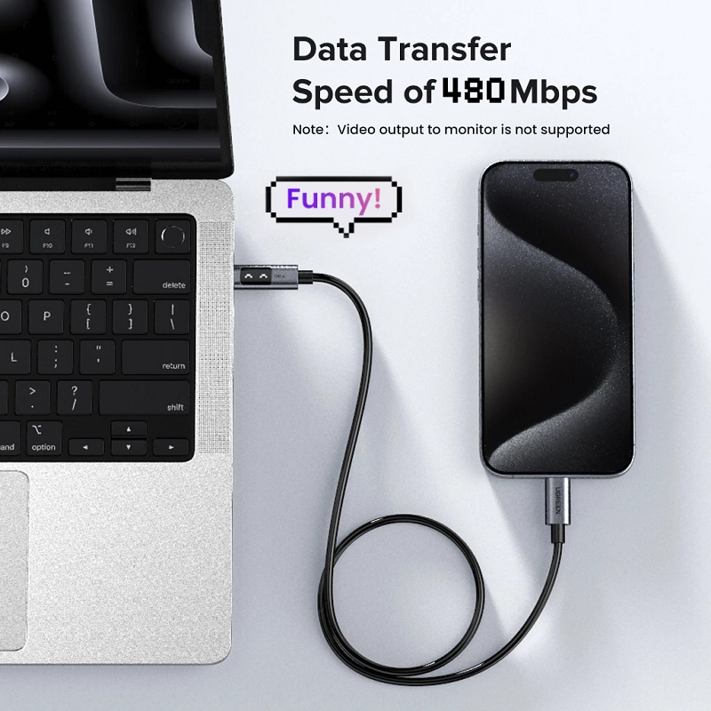 Cáp sạc nhanh 5A Uno USB-C sang USB-C 0,5m, 1m, 2m, 3m công suất 100W Ugreen hàng chính hãng