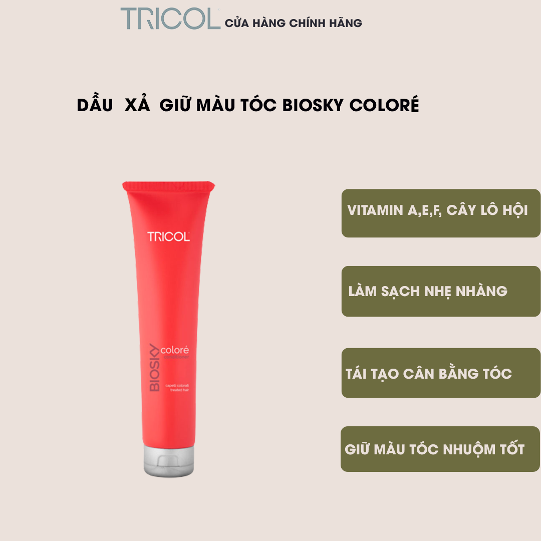 Dầu xả dưỡng ẩm và giữ màu cho tóc nhuộm Italia Tricol Biosky Coloré