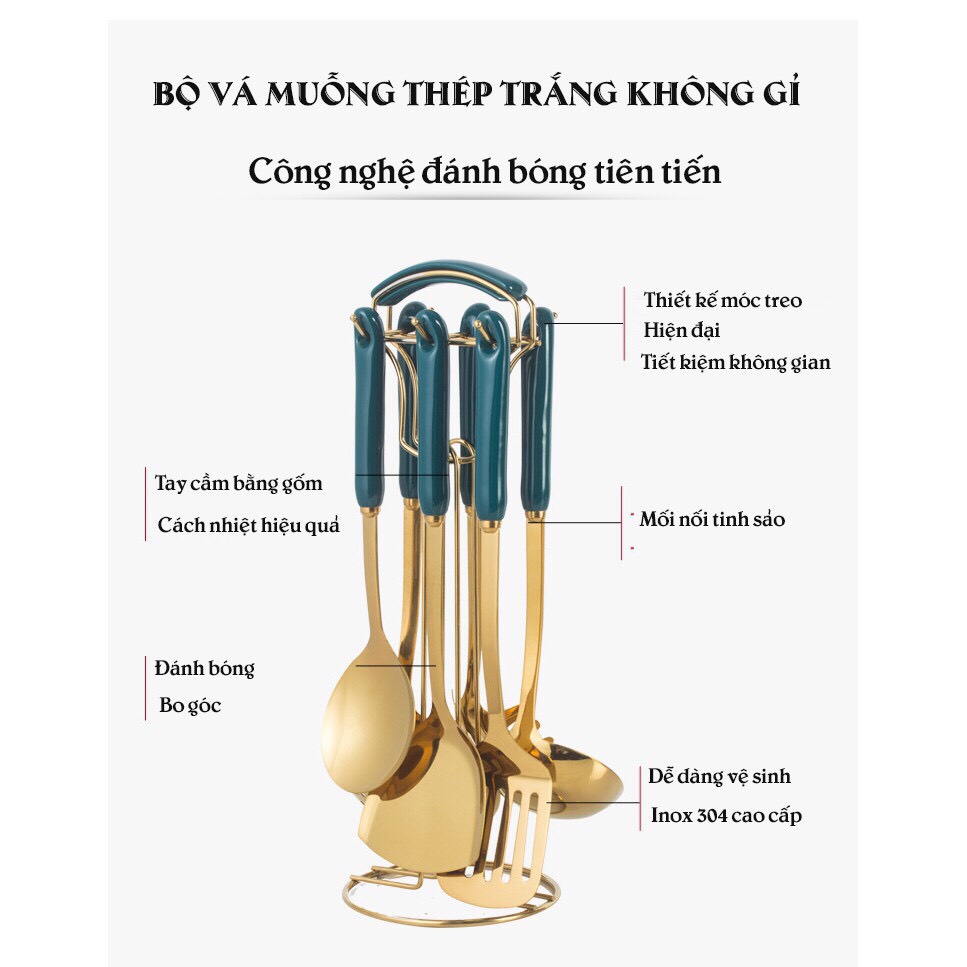 Bộ vá muỗng xinh nhà bếp có móc treo tiện dụng