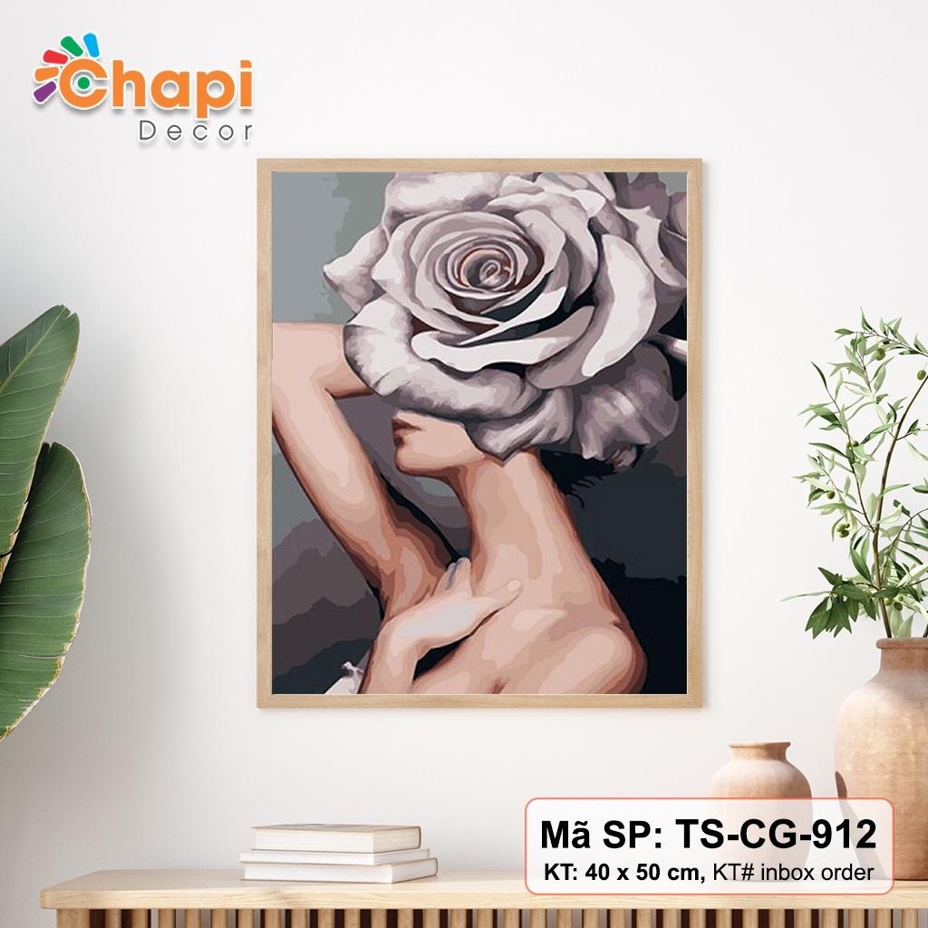 Tranh tô màu số hóa Chapi Cô Gái Nghệ Thuật Bắc Âu KT 40x50cm đã cằng khung, Có dầu bóng