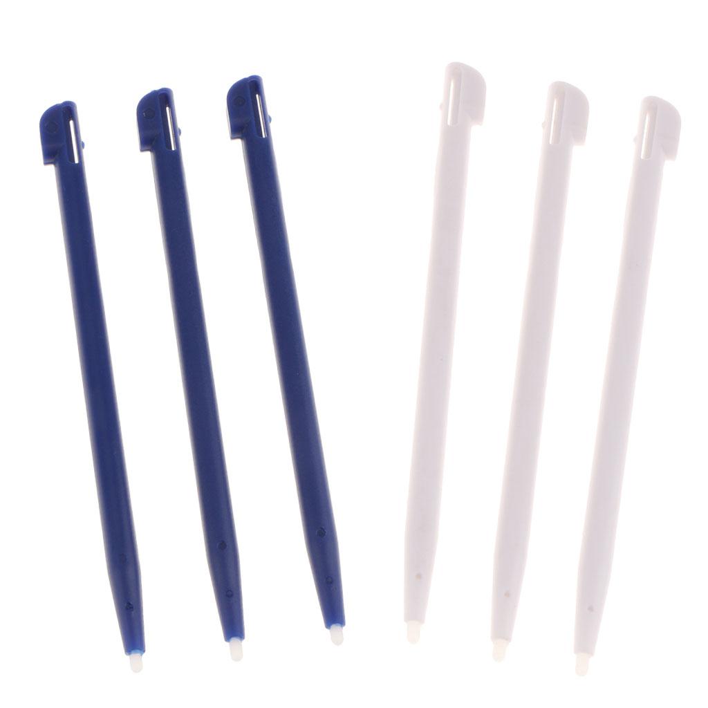 6pcs Slot in Touch Screen Pen Stylus Resistive for Nintendo 2DS White+Blue