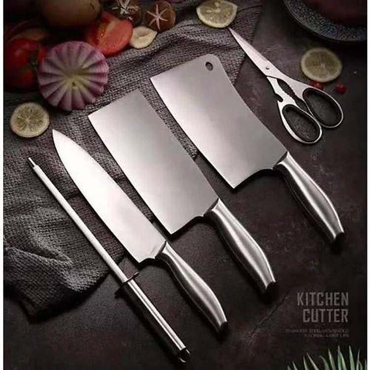 Bộ dao 6 món nhà bếp Nhật Bản siêu sắc bén cao cấp - Logo trên thân dao ngẫu nhiên - Chính hãng dododios - dao nhà bếp 5 món - bộ dao nhật nhà bếp