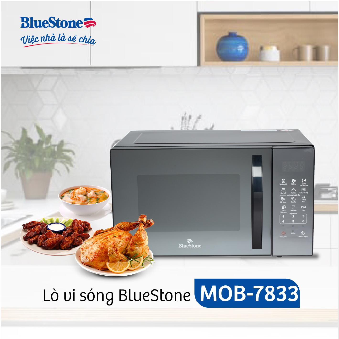 Lò Vi Sóng Có Nướng BlueStone MOB-7833 ( 25 Lít) - Hàng chính hãng