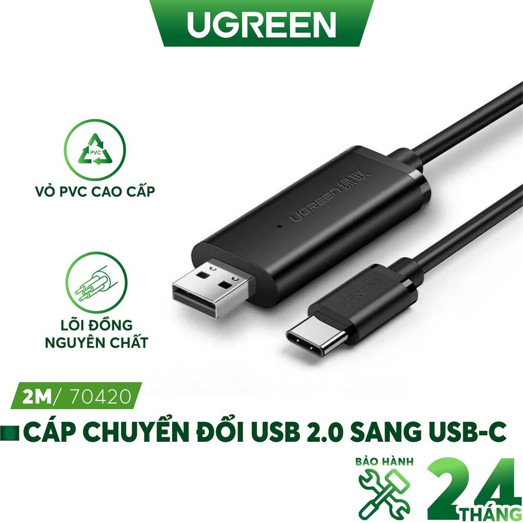 Cáp dữ liệu USB 2.0 sang type C tích hợp chipset, dài 2m UGREEN US318 70420 - Hàng chính hãng