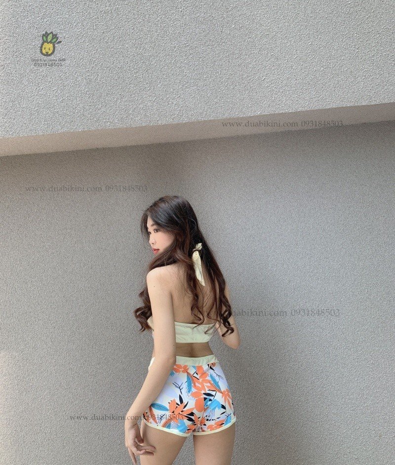 Sporty Bikini | Đồ bơi hai mảnh quần đùi kiểu áo cột cổ | Dứa Bikini &amp; Sportwear
