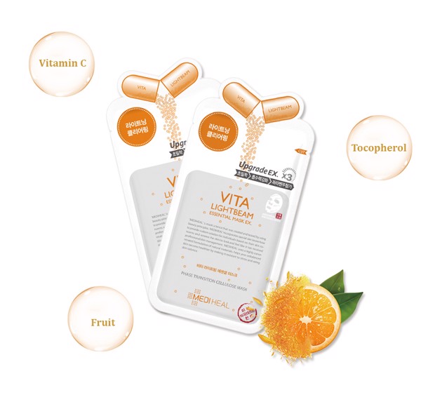 Mặt nạ vitamin Lightbeam trắng sáng da Mediheal Vita Lightbeam Essential Mask EX 24ml