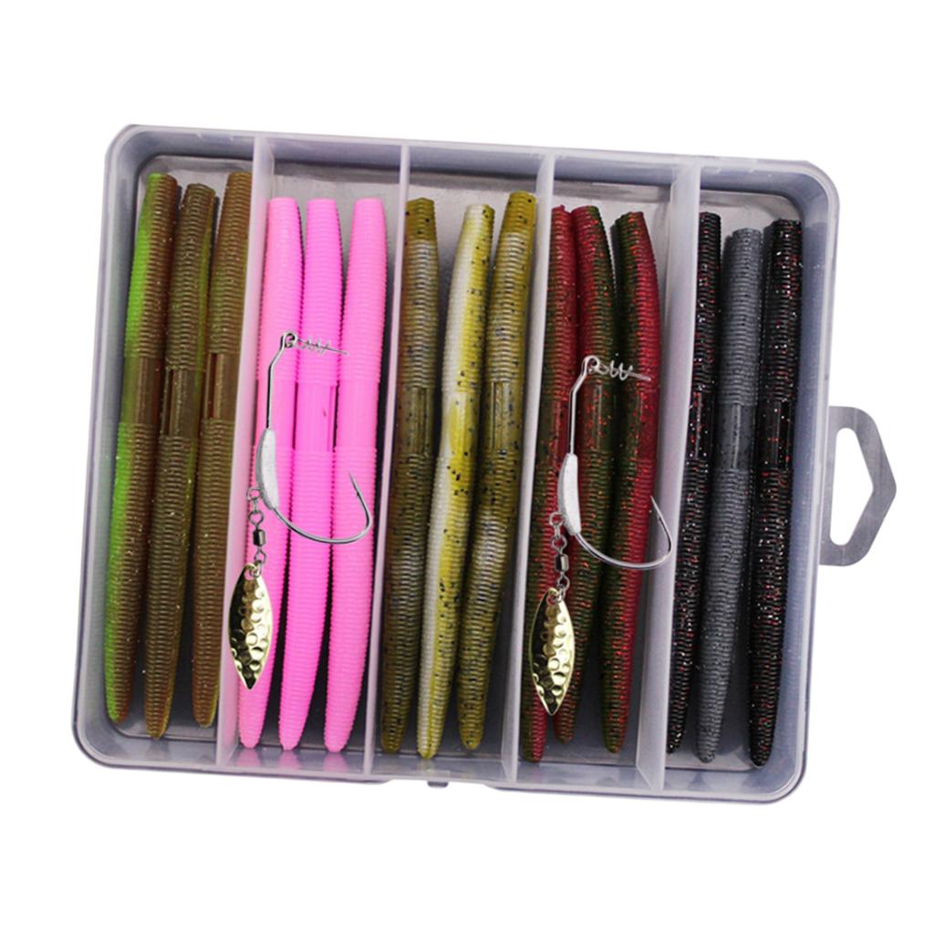 15pcs Artificial Soft Baits Lifelike Earthworm Fishing Lure Maggot Grub Bait