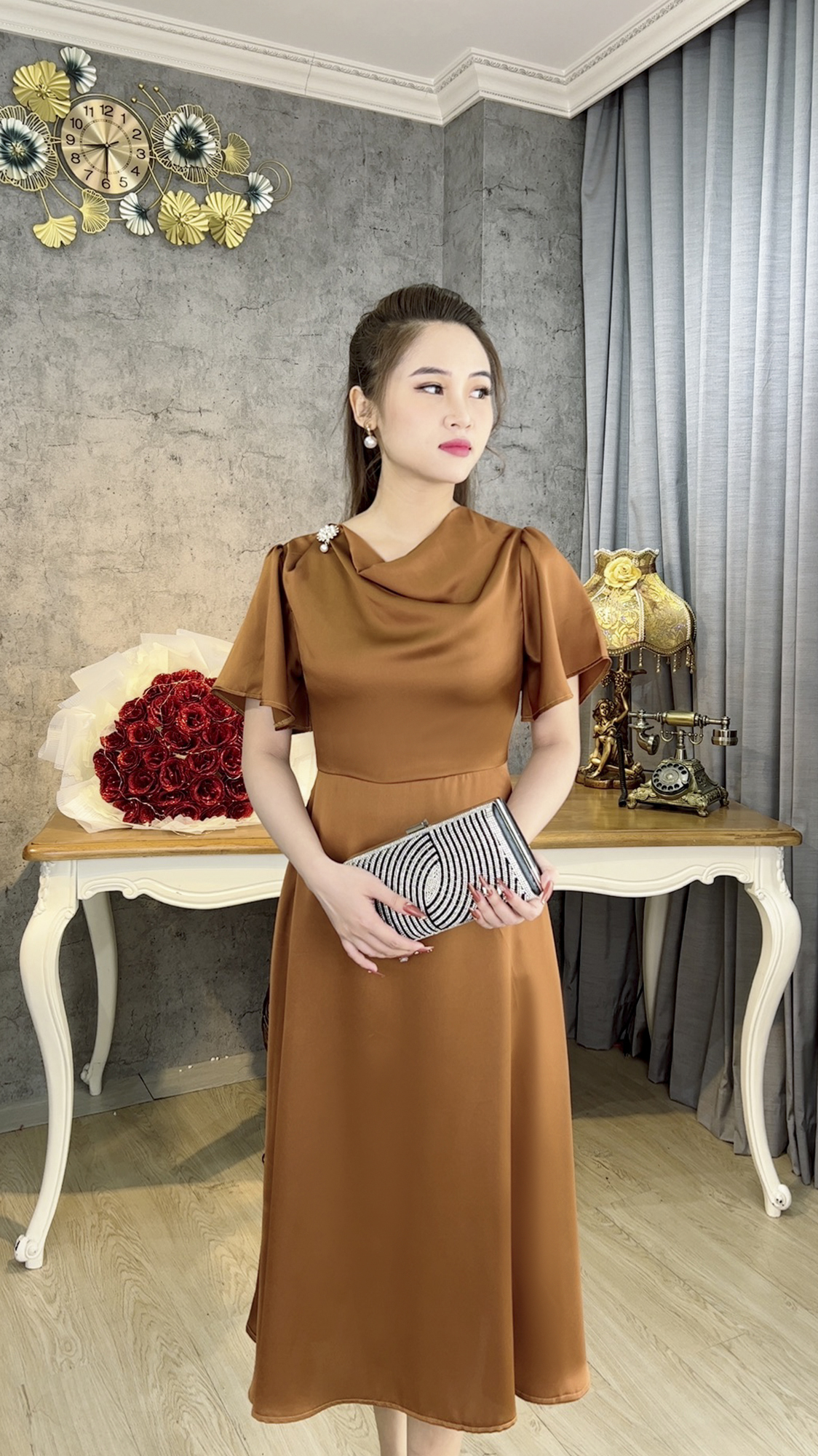 Đầm Trung Niên [ Linh Trà ] (TM 593) Bigsize Màu Sắc Trẻ Trung Tươi Sáng Họa Tiết Sang Trọng Đi Làm Đi Tiệc Cho Bà