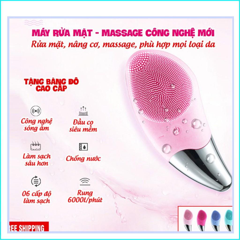 Máy rửa mặt SONIC FACIAL công nghệ mới TẶNG QUẤN ĐẦU– Rửa mặt – Massage nâng cơ hiệu quả