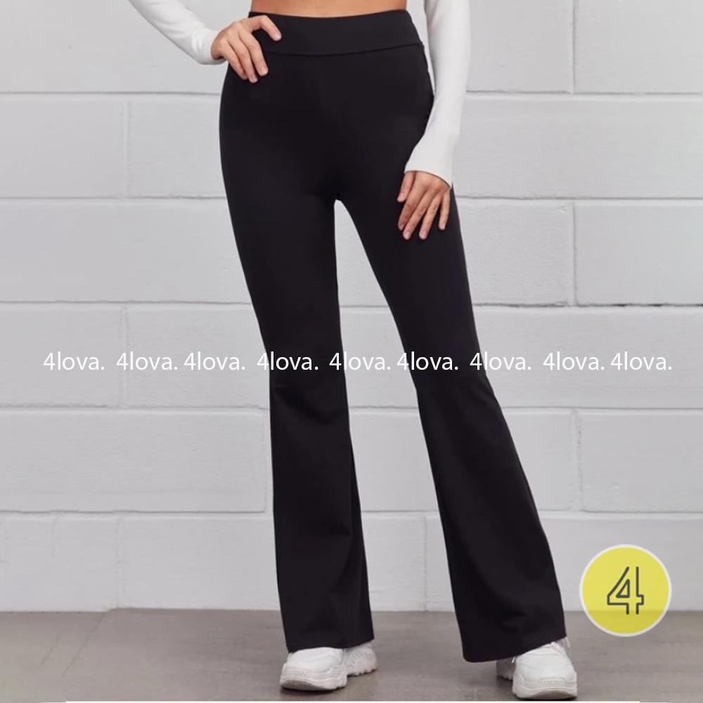 Quần ống loe 4Lova nữ lưng cạp cao co giãn form đẹp legging bigsize chất cotton dày dặn dáng dài Q13