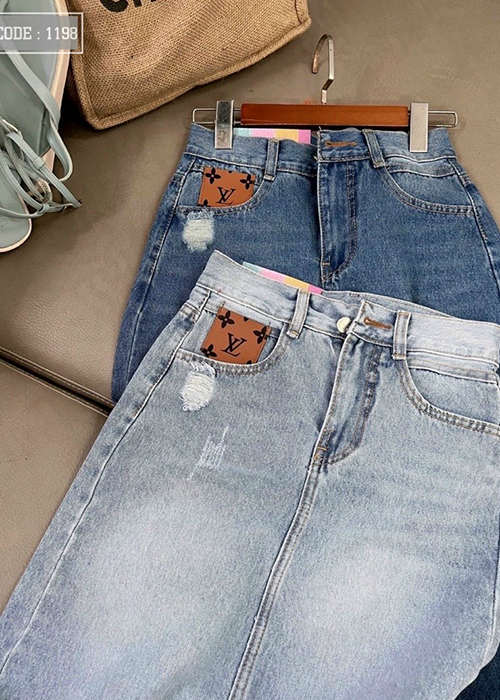 [Jean Thiết Kế-Hình Thật] Chân Váy Jean Cotton Form Dài Thời Trang