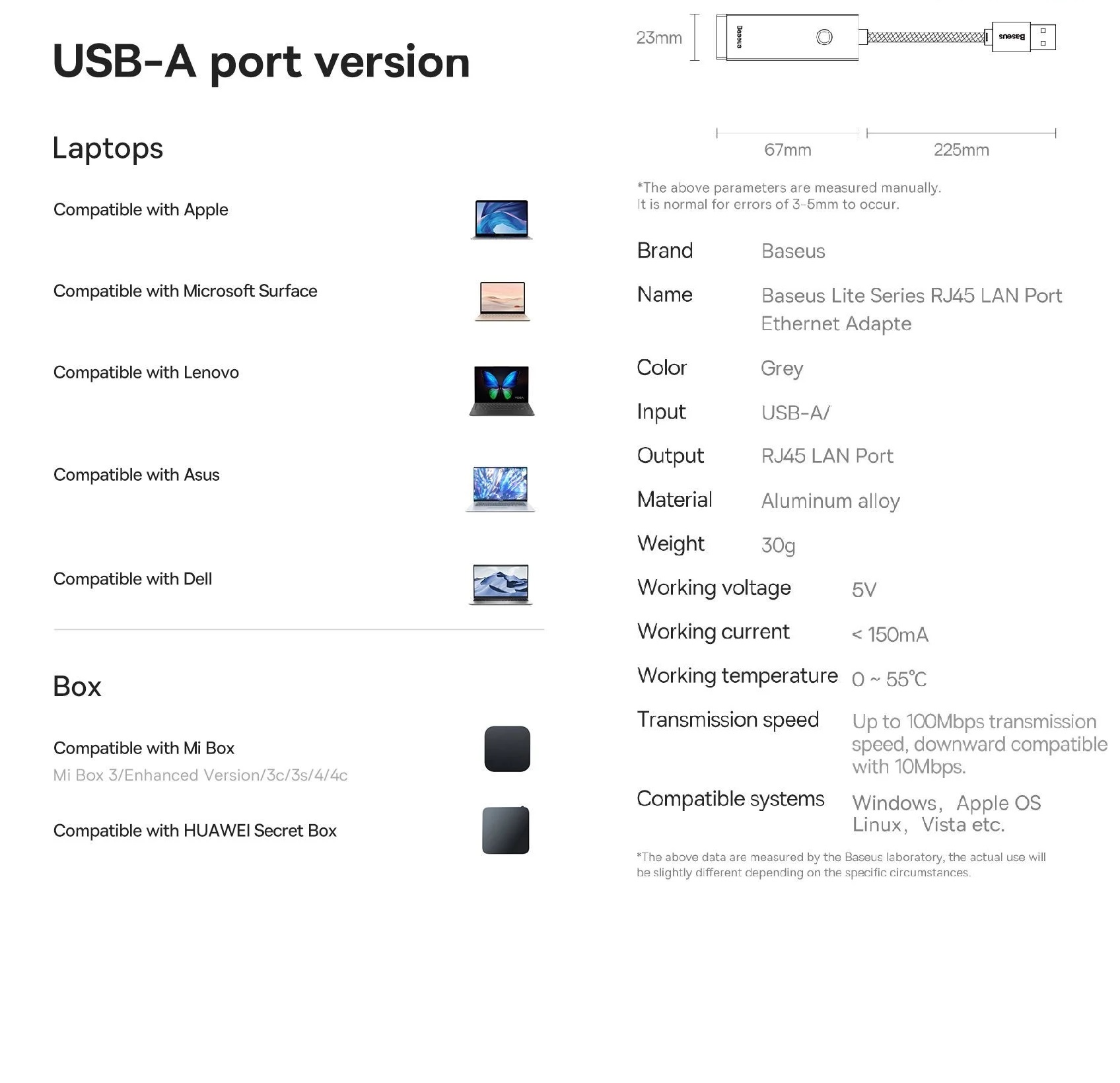 [ USB ra LAN ] Hub / đầu chuyển cổng USB ra cổng mạng LAN RJ45 Baseus Lite Series  BS-OH002 / BS-OH001 - Hàng chính hãng