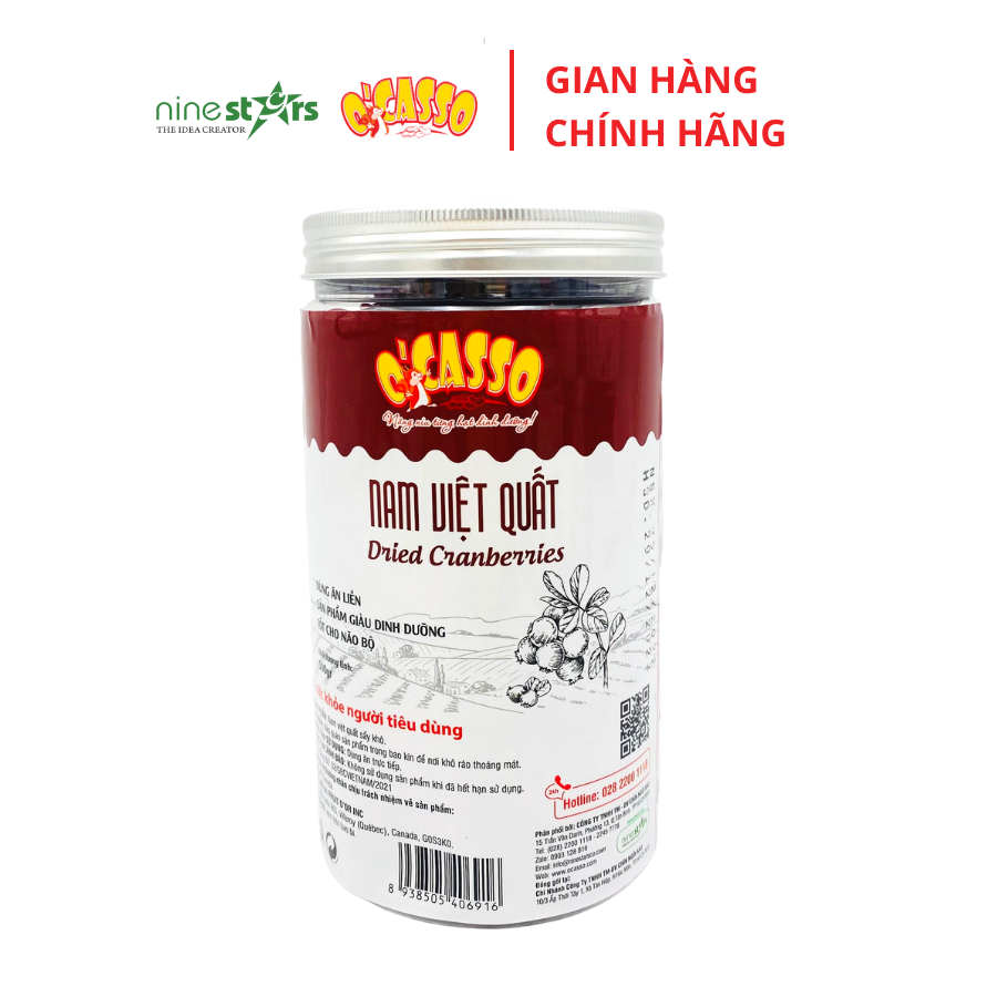 Nam Việt Quất sấy dẻo tự nhiên 100% nhập khẩu từ Canada thương hiệu O'Casso