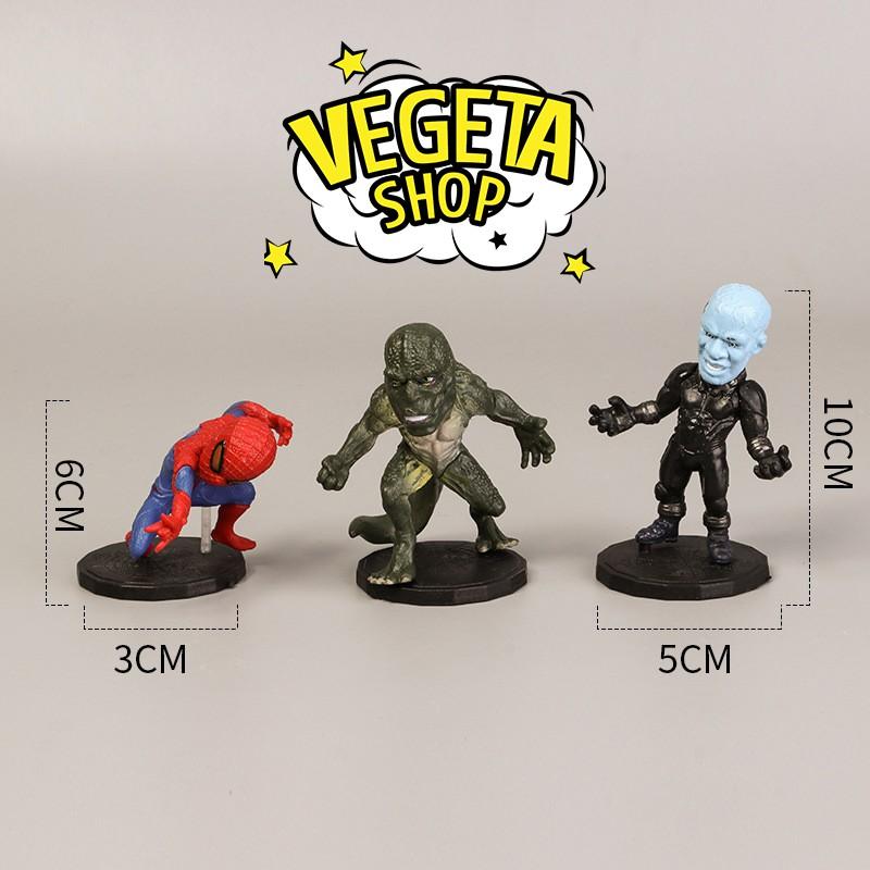 Mô hình Avengers - Marvel - DC - Trọn bộ 6 mô hình Spider Man Electro Lizard - Người Nhện Điện Thằn lằn - Cao 6~10cm