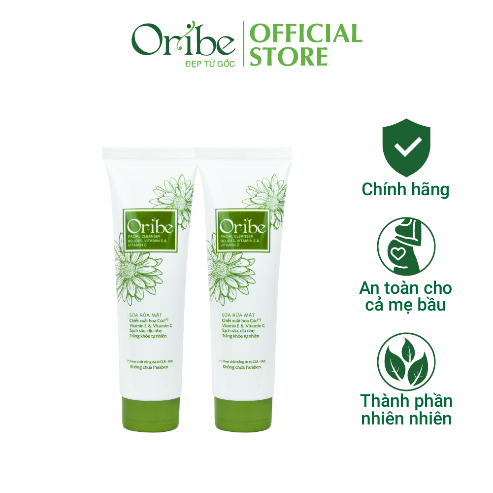 Combo 2 Sữa Rửa Mặt Dịu Nhẹ, Dưỡng Ẩm, Làm Sạch Sâu Oribe - Chiết xuất Hoa Cúc nhập khẩu từ Đức [100g/tuýp]